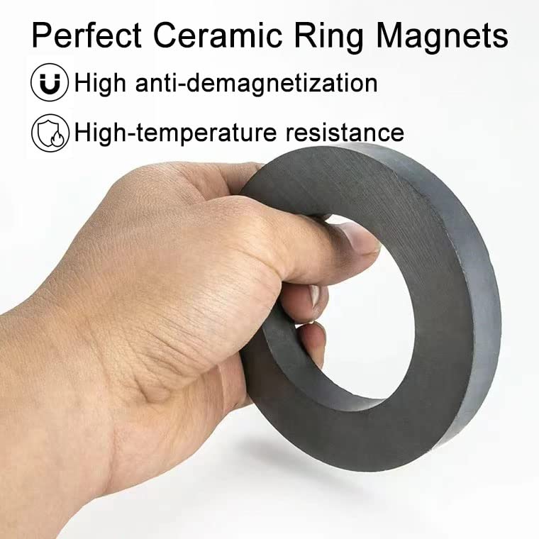 AOAUTO Large Ceramic Ring Magnet,Industrial Grade 8 Ferrite Ring Magnets with Hole for Science Experiment-OD100mmxID60mmx15mm - Image 3